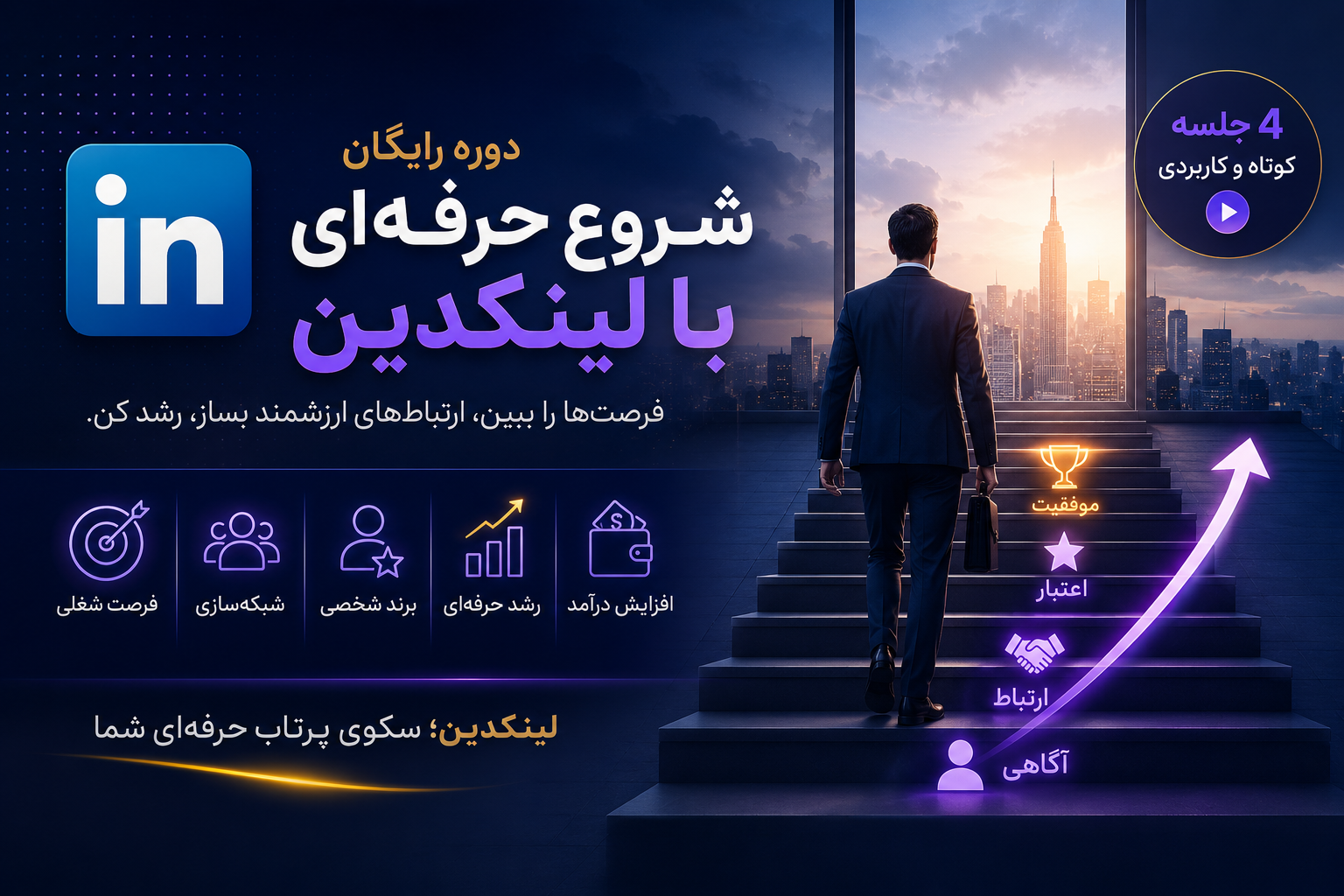 دوره رایگان آموزش لینکدین حرفه‌ای از شروع برند شخصی تا رشد شغلی
